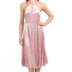 Anthropologie Avec Les Filles Size 6 Dress High Neck Crushed Velvet Pink Mauve